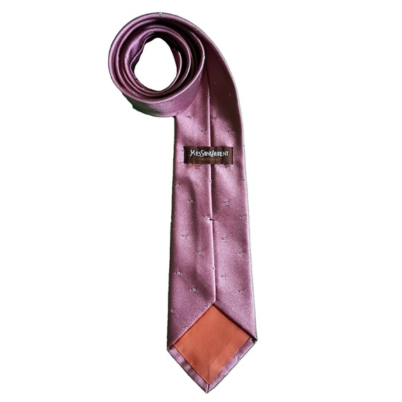 Yves Saint Laurent YSL Mens Silk Embroidered Tie - Picture 4 of 7